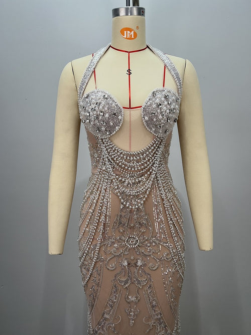 Astrella Halter Gown – Crystalized Evening Couture -VeLour de Luxe Award Show Couture Collection