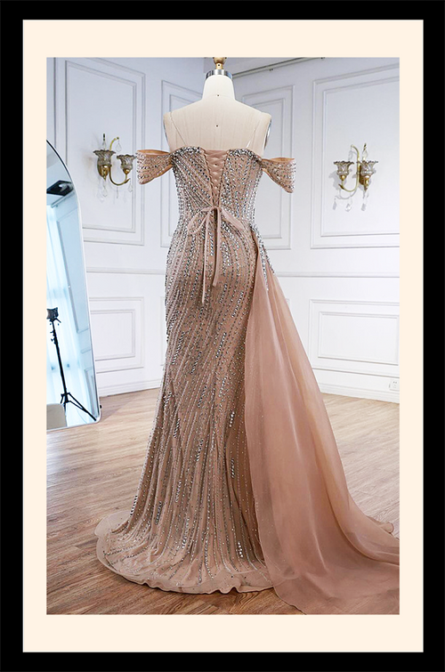 Valentina Royale – Diamond Mesh Beaded Strapless Gown