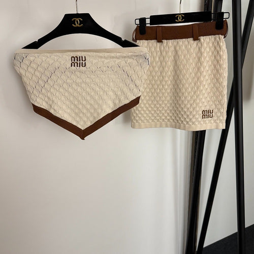 Miu Muse Quilted Knit Mini & Bandana Set