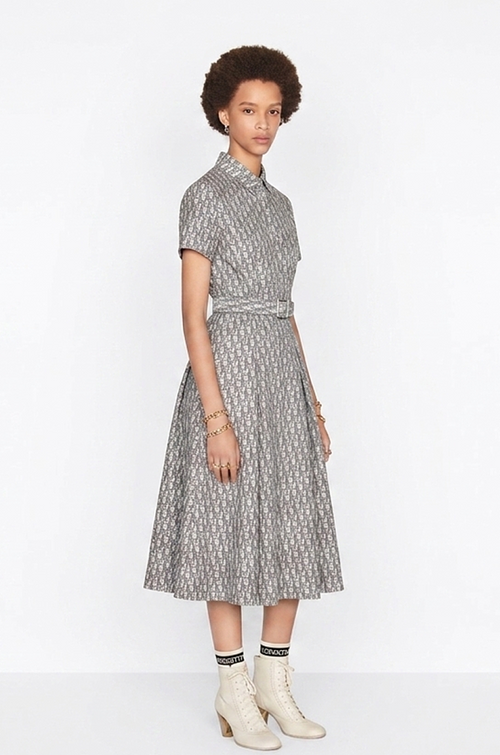 Dior — “Monogram Discipline” Pleated Midi Dress