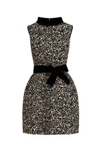 Curiel — “Noir Rosette Discipline” Flocked Mini Dress