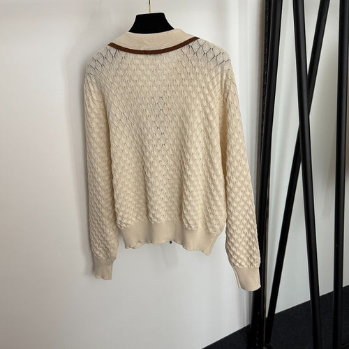 Miu Miu Cream Knit Logo Cardigan