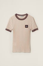 Miu Miu Knit Pleated Mini Skirt — Cream (Skirt Only)