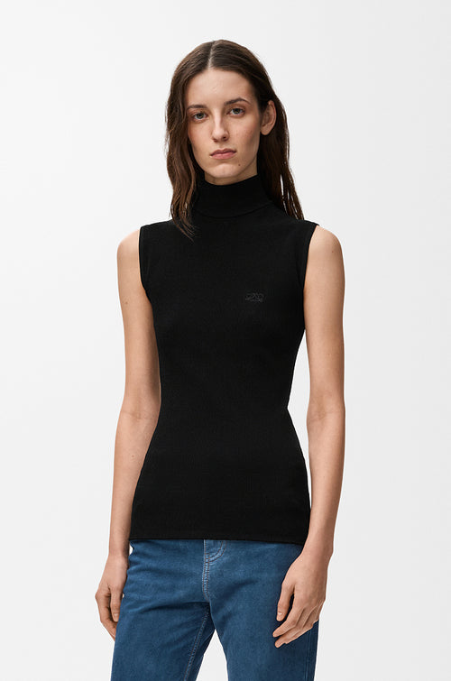 Loewe Anagram Sculpt Knit Turtleneck Top — Noir