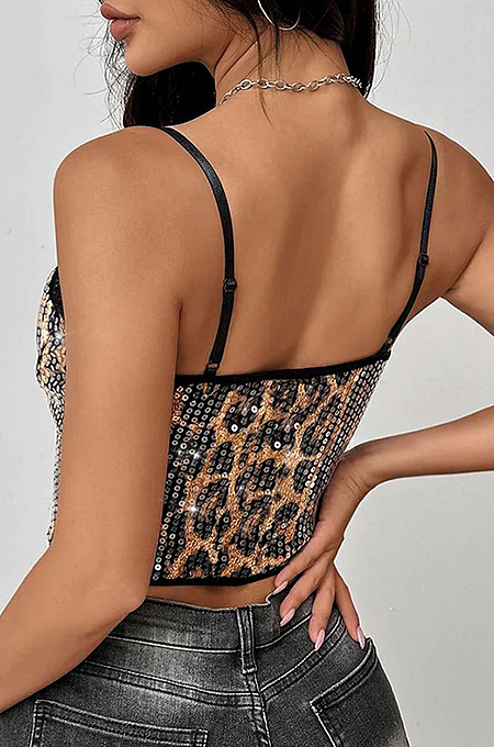'Chya' Leopard Sequin Tank