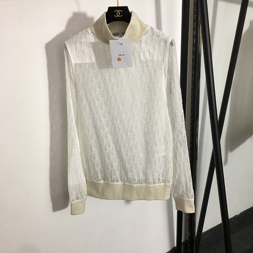 Dior Monogram Sheer Mesh Turtleneck Top