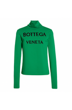 Bottega Veneta Green Logo Turtleneck Top