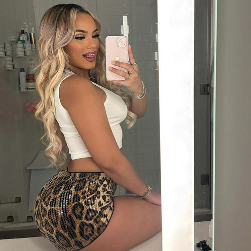 'Priyal' Leopard Sequin Shorts