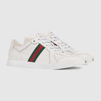 Gucci Ace Leather Web Sneaker (White)