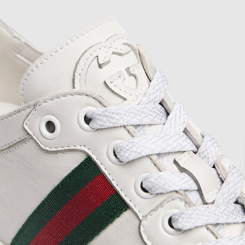 Gucci Ace Leather Web Sneaker (White)