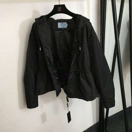 Prada-Inspired Nylon Hooded Windbreaker Jacket