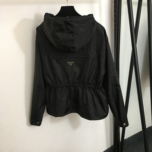 Prada-Inspired Nylon Hooded Windbreaker Jacket