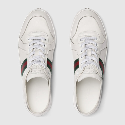 Gucci Ace Leather Web Sneaker (White)
