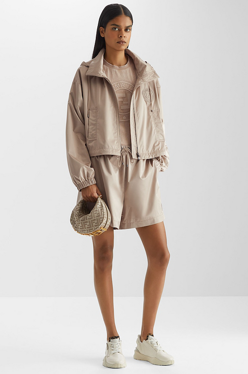 Fendi Roma Satin Logo Hooded Jacket