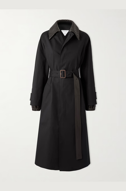 Bottega Veneta Woven-Collar Belted Trench Coat