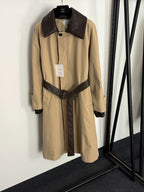 Bottega Veneta Woven-Collar Belted Trench Coat