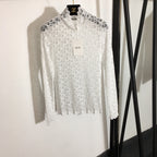 Dior White Monogram Lace High-Neck Blouse