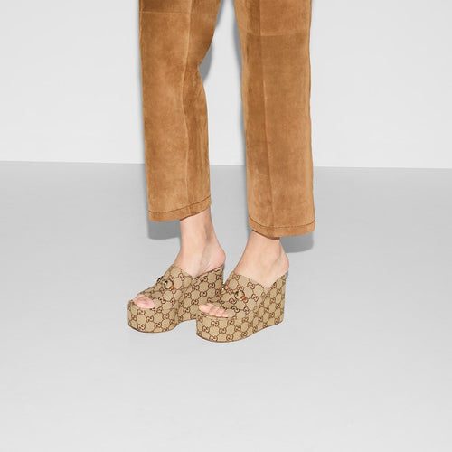 Gucci “Heritage Ascend” Monogram Wedge Mule