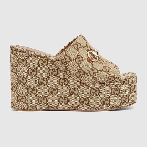 Gucci “Heritage Ascend” Monogram Wedge Mule