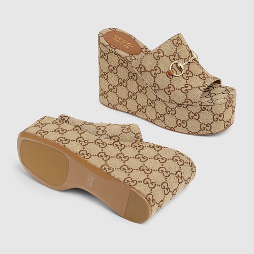 Gucci “Heritage Ascend” Monogram Wedge Mule