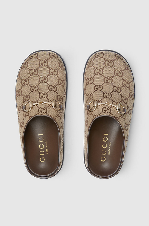 Gucci GG Supreme Horsebit Canvas Mules