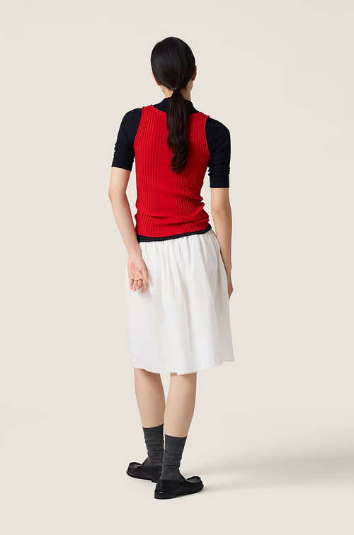 Miu Miu Ribbed Knit Logo Tank Top – Red