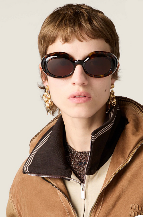 Miu Miu Oval Acetate Sunglasses