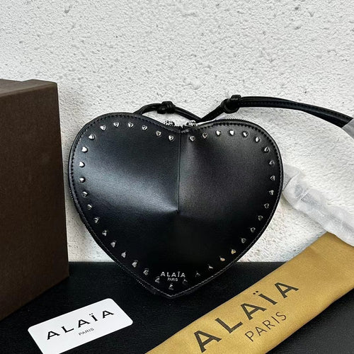 Alaïa Paris Heart Studded Leather Crossbody Bag