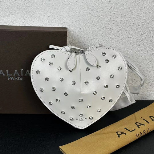 Alaïa Paris Crystal Studded Heart Leather Crossbody Bag