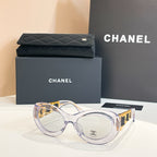 CHANEL Oval Acetate Chain-Detail Sunglasses