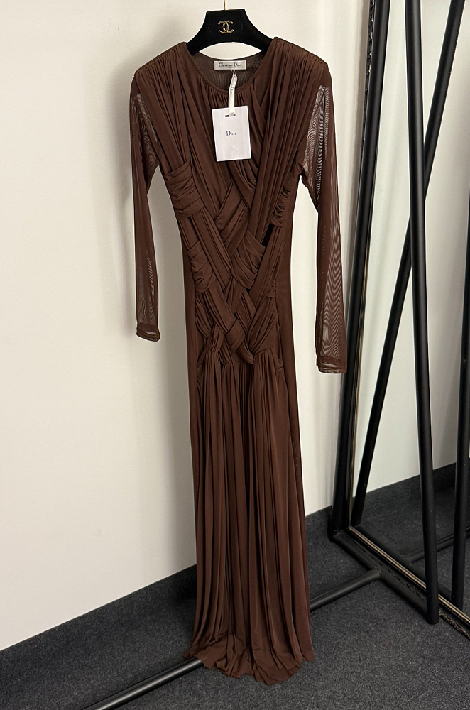 Christian Dior treinte Nocturne Draped Mesh Gown