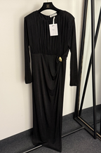 Christian Dior “Noir Lueur” Draped Pleated Evening Dress with Gold Accent