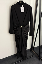 Christian Dior “L’Obscur Drapé” Sculpted Evening Dress with Gold Medallion Detail