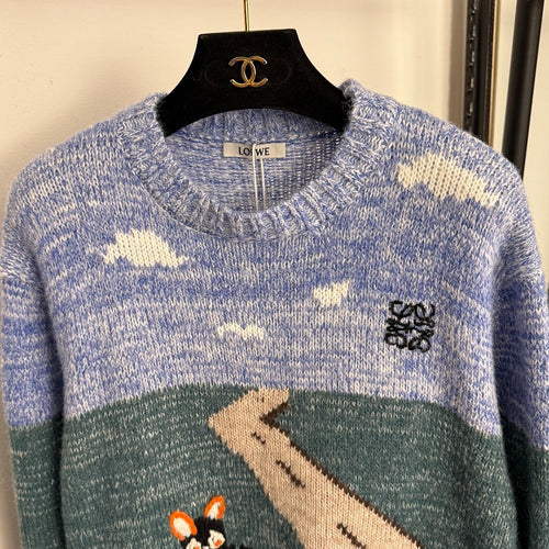 LOEWE “Camino de Nubes” Intarsia Landscape Knit Sweater
