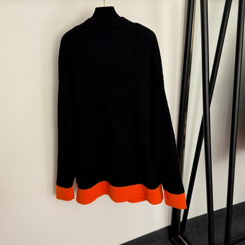 LOEWE “Zorro Camino” Embroidered Knit Cardigan with Contrast Hem