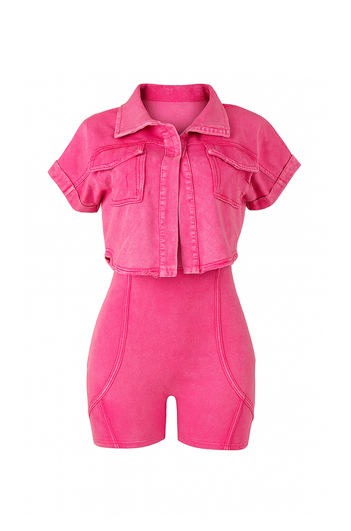 Fuchsia Power Romper Jacket Set