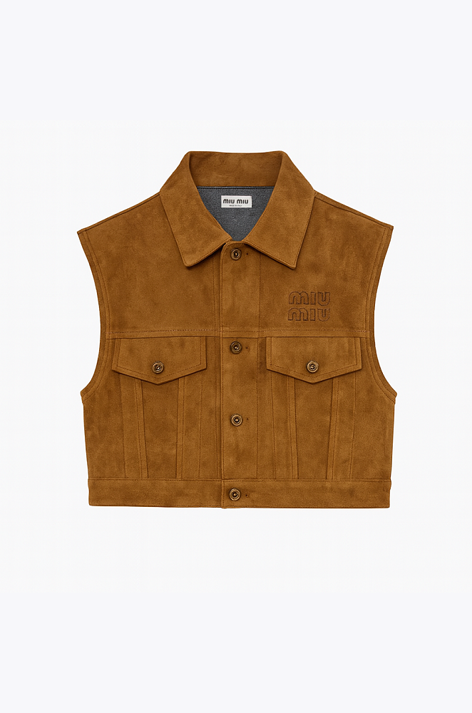 Miu Miu Caramel Suede Cropped Vest – LUXE LIVING FASHIONS