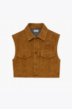 Miu Miu Caramel Suede Cropped Vest