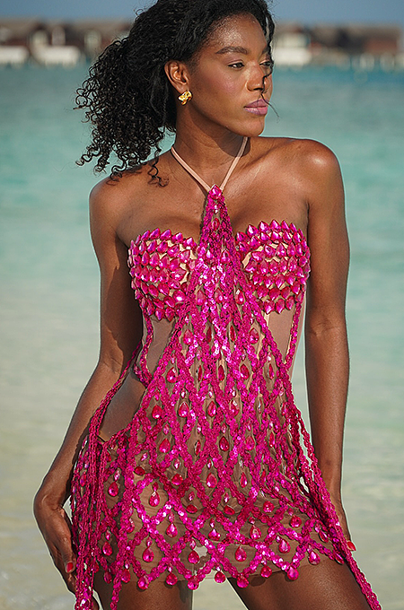 'Freya' Rhinestone Halter Dress