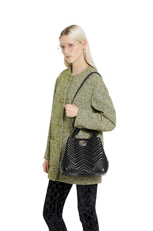 Gucci GG Marmont Black Matelassé Leather Tote