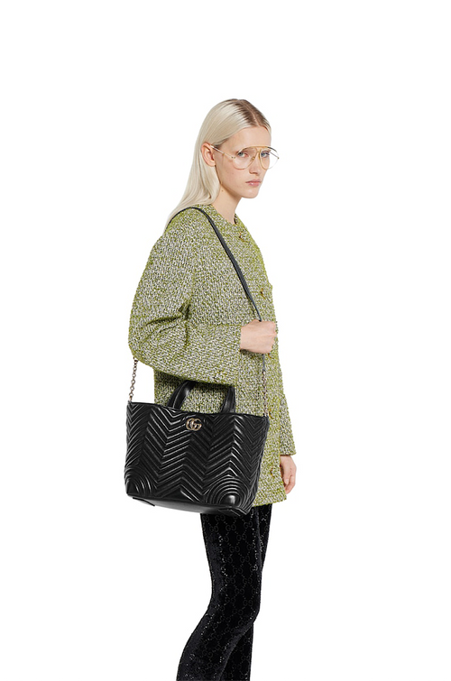 Gucci GG Marmont Black Matelassé Leather Tote