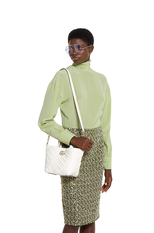 Gucci GG Marmont Matelassé Leather Tote in White