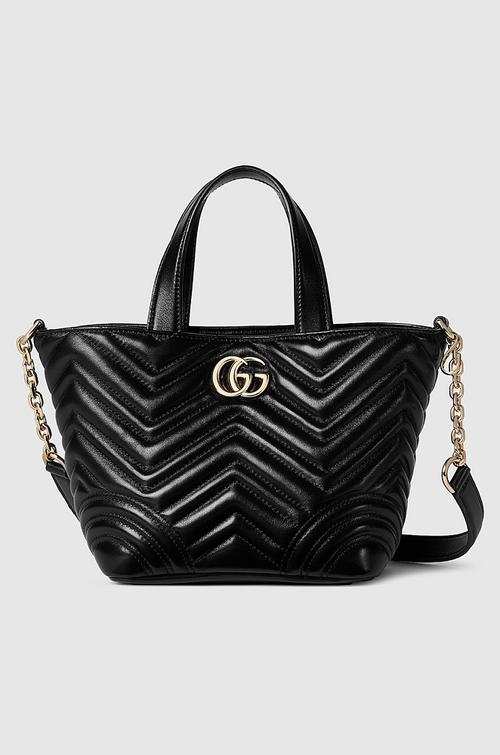 Gucci GG Marmont Small Matelassé Leather Tote in Black