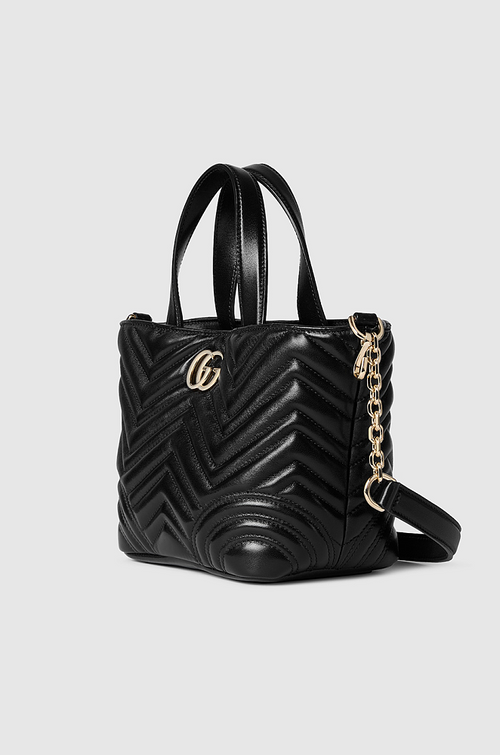 Gucci GG Marmont Small Matelassé Leather Tote in Black