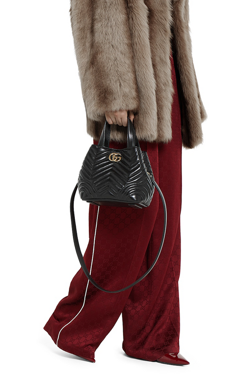 Gucci GG Marmont Small Matelassé Leather Tote in Black