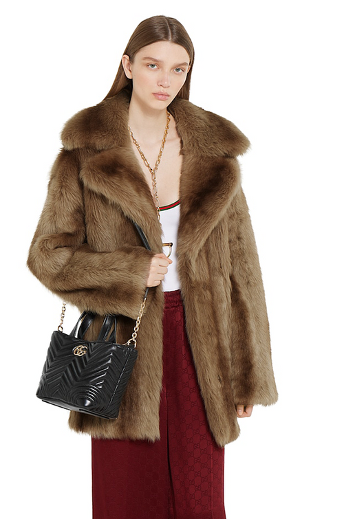 Gucci GG Marmont Small Matelassé Leather Tote in Black