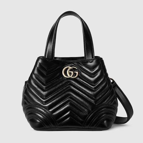 Gucci GG Marmont Small Matelassé Leather Tote in Black