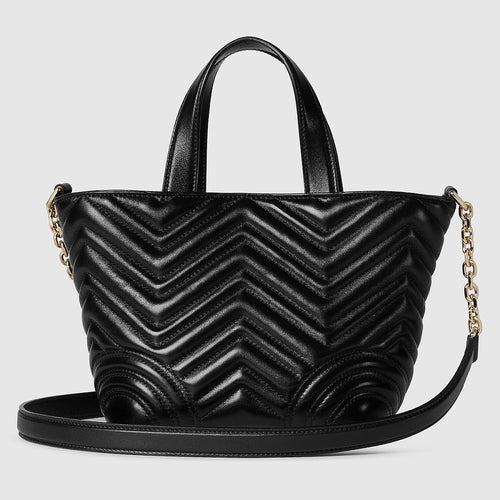 Gucci GG Marmont Small Matelassé Leather Tote in Black