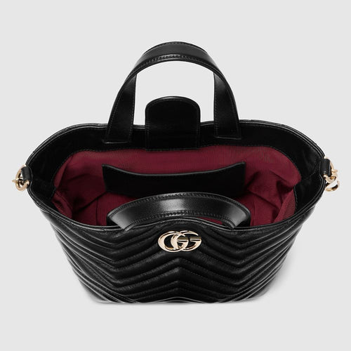 Gucci GG Marmont Small Matelassé Leather Tote in Black