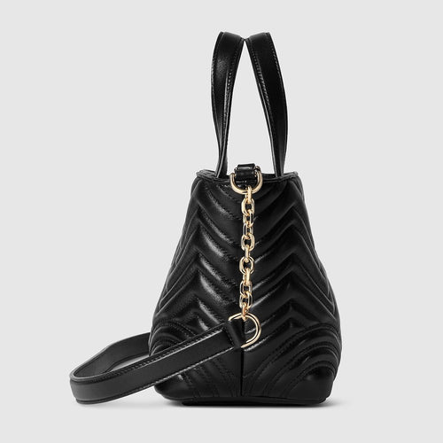 Gucci GG Marmont Small Matelassé Leather Tote in Black